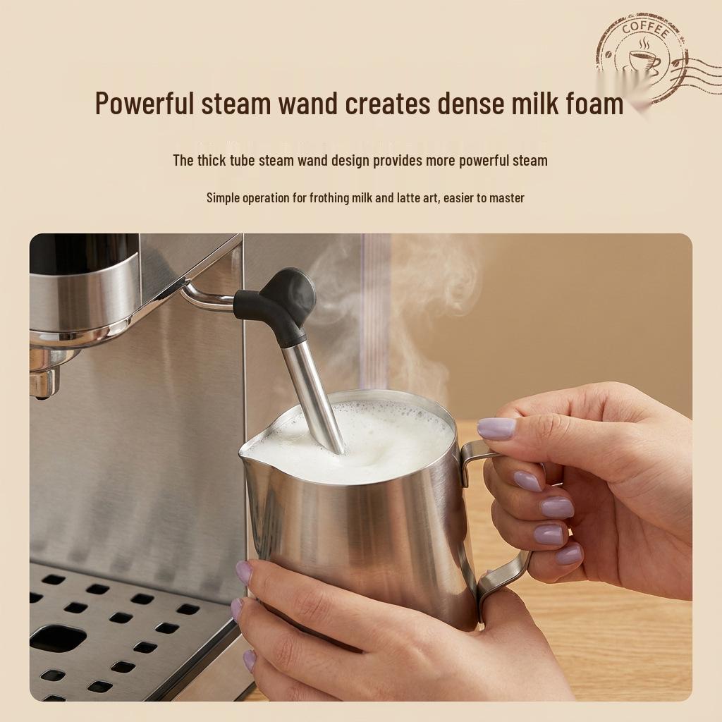 Italian Semi-Automatic Stainless Steel Espresso Machine for Latte Art, High-Pressure Extraction, European Standard