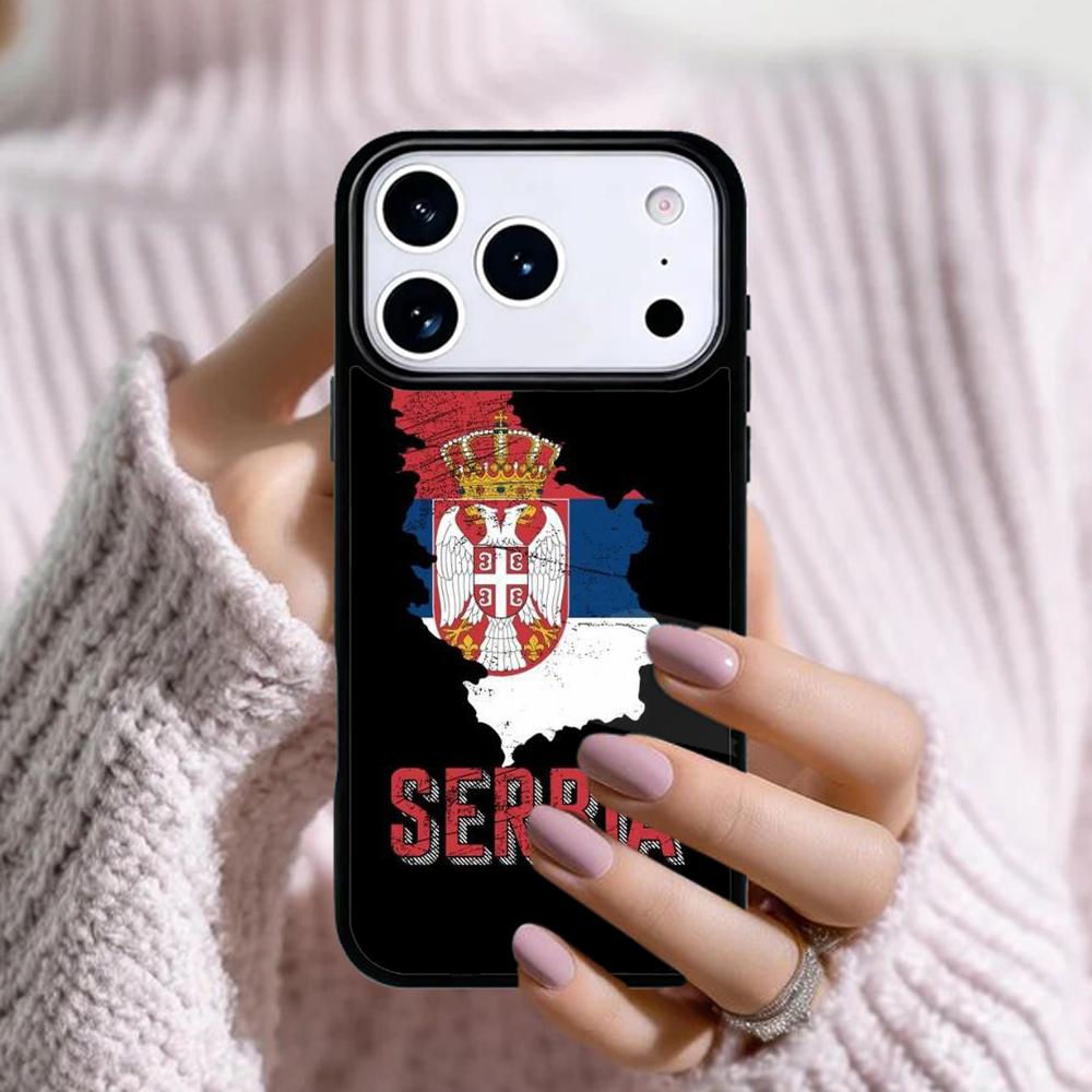 Flag of Serbia Serbian Phone Case For Apple iPhone 17 Air 16E 15 14 Plus 13 12 11 Pro Max Mini Funda Cover
