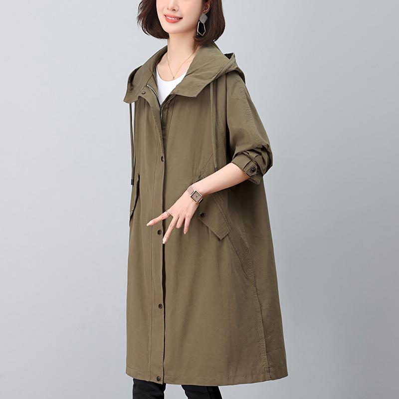 

Женский хлопковый тренч средней длины свободного кроя на весну и осень 2024 года - Большой размер, стройнящий, модный, элегантный стиль для мамы. XL (Recommended for 120-140 Jin) армия зеленый