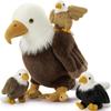 1/4 Peças Pelúcia Águia-careca 18 Polegadas Mamãe e 3 Filhotes de Águia Animal de Pelúcia Macio Marrom Branco Presente Ideal para Meninos