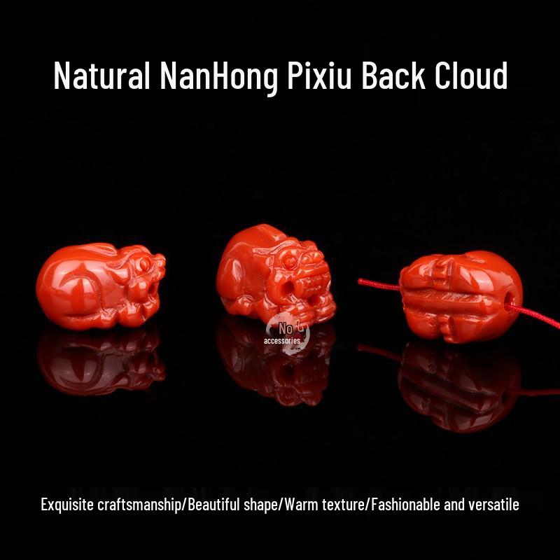 Exquisitely Carved NanHong Persimmon Red Pixiu Pendant Ornament