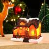 Christmas Village Scene Figurines Decoration LED Lighted Christmas Village House Resin House Figurine for Home