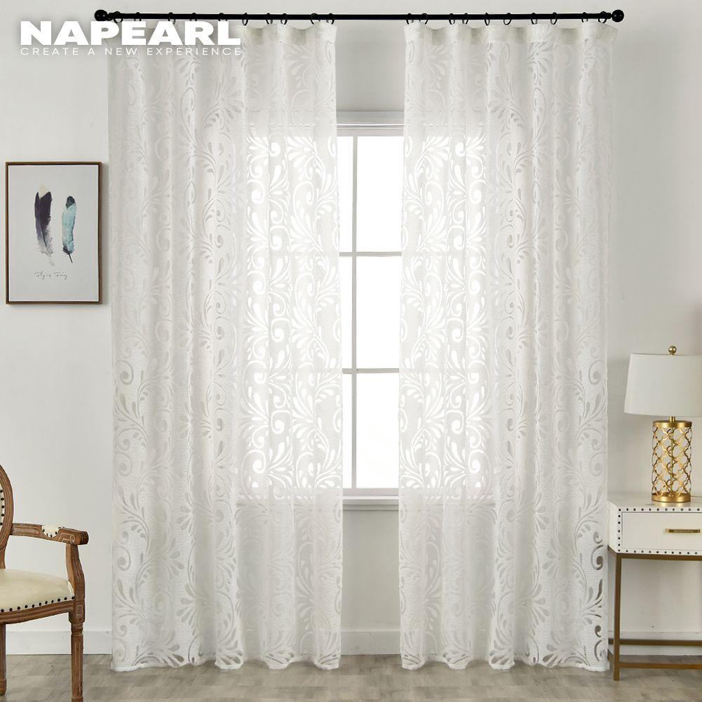 1PC Napearl Fashionable and Versatile European Retro Jacquard Solid Color Gauze Curtain for Living Room Bedroom Home Decor