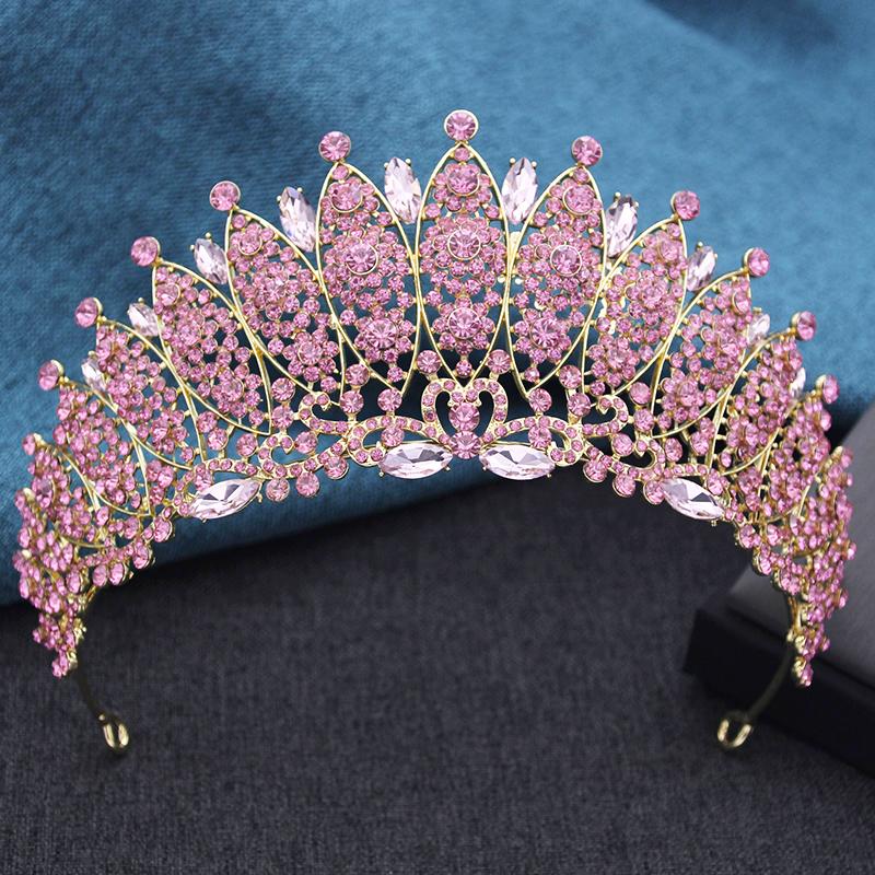 Quality Blue Tiaras and Crowns Bridal Jewelry Sets for Women Prom Wedding Crown necklace earrings Set Costume Accessories