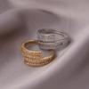 Korean Zircon Inlaid Open Ring: Elegant Women's Luxury Fashion European & American Design