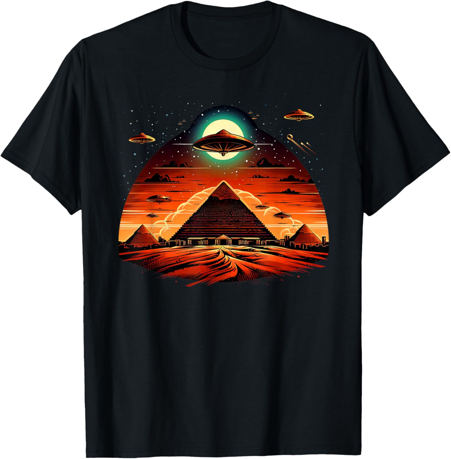 

Aliens UFO Egyptian Pyramids | Science Fiction T-Shirt Custom Printed Graphic T Shirts Y2k Funny Shirt Camisas Streetwear - M... S разноцветный