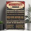 Vintage German Metal Workshop Rules Sign - "Werkstatt Regeln" Retro Tin Plaque for Garage,Vintage Metal Tin Sign