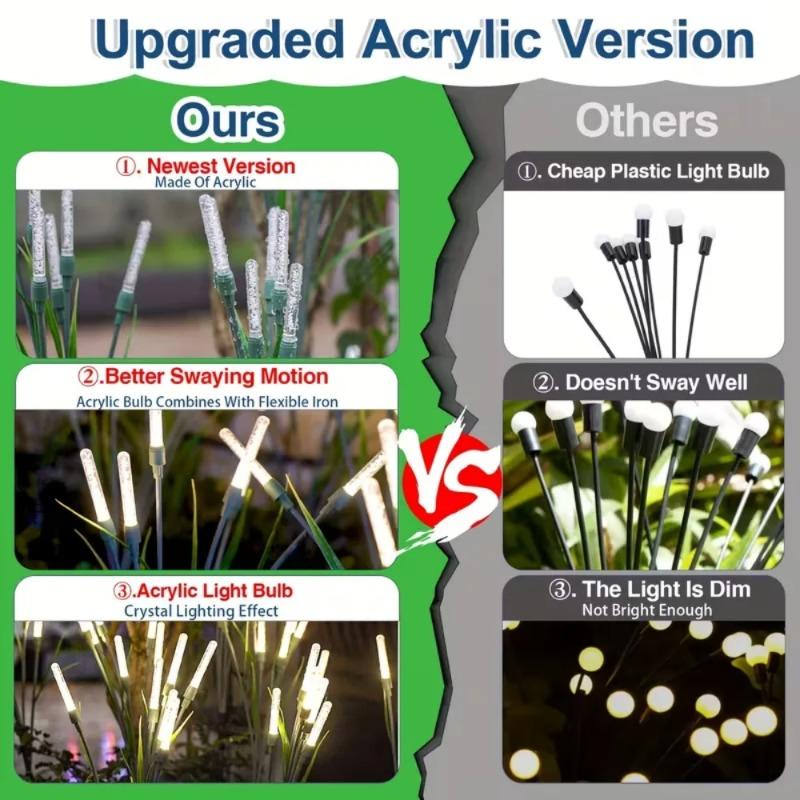 1PC Solar Bubble Reed Garden Lights Warm White RGB Outdoor Waterproof LED Pathway Lights for Yard Patio Lawn Landscape Decor