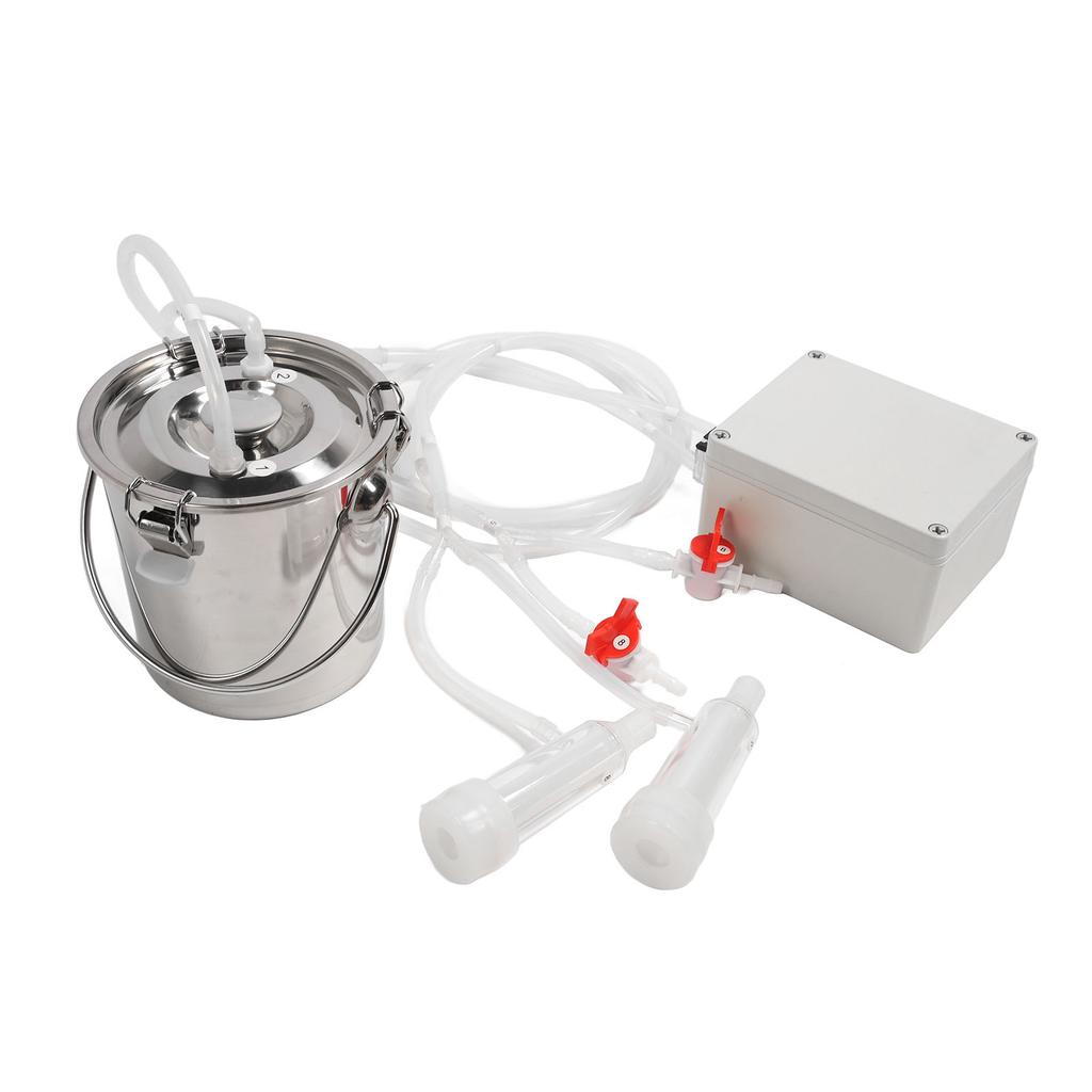 Máquina de Ordenha Elétrica 3L Mãos Livres Balde de Aço Inoxidável Tubo de Copo de Silicone Portátil Máquina de Ordenha por Impulso 100‑240V Plugue UE