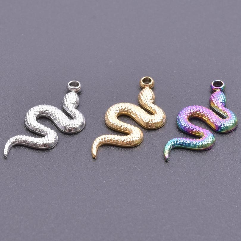 Different Style 3pcs Serpent Charm Stainless Steel Pendant Snake Pendant Charms For Jewelry Making Supplies Animal Punk Material