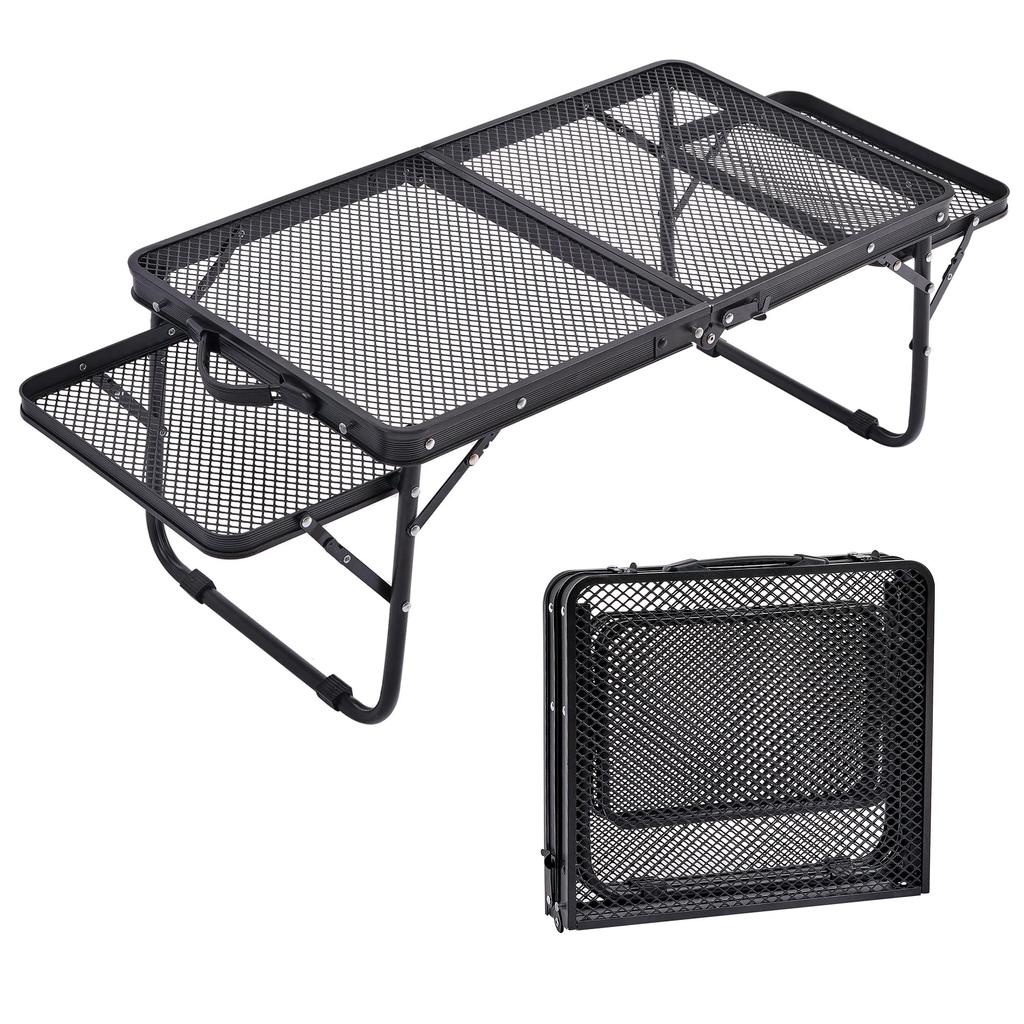 VECELO Camping Mesh Outdoor Table with Side Folding Low Bonfire Easy To Aluminum Mini Barbecue Table, Table, Table, Table, Table, Table, Lightweight,