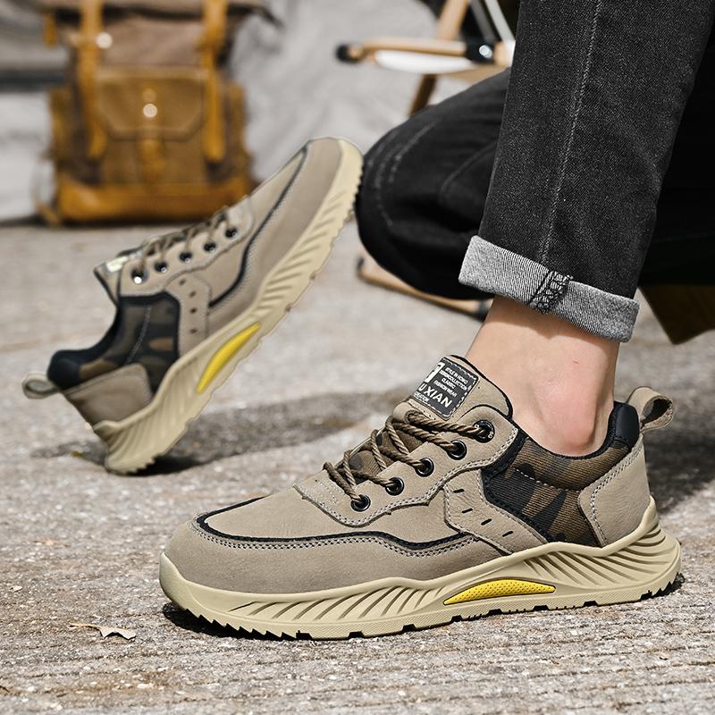 Niedrig geschnittene Outdoor-Wander-Freizeitschuhe für Herren aus Rindsleder