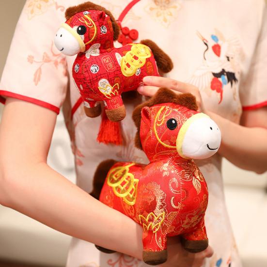 Blessing Horse Plush Toy Chinese Style Stuffed Horse Doll Good Luck