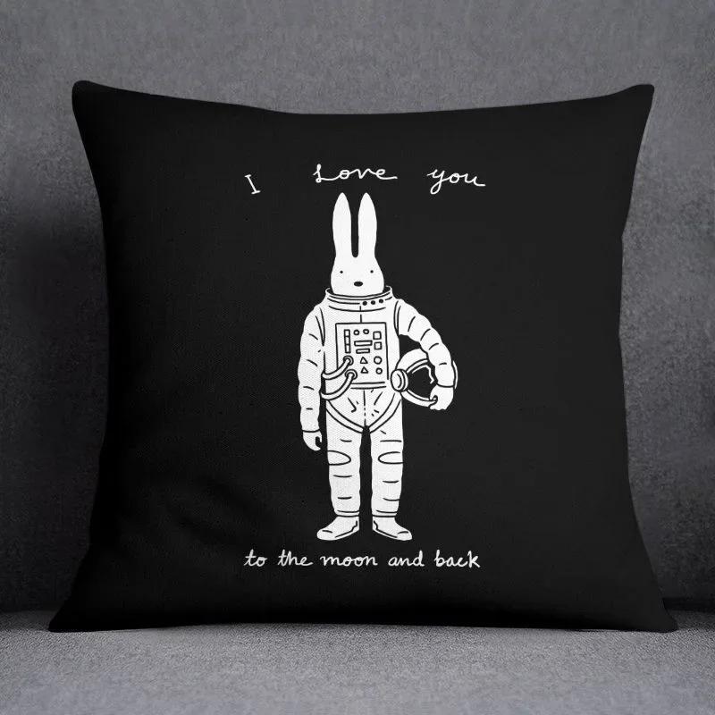 Planet astronaut cartoon pillowcase home fabric sofa cushion living room bed, car square pillow cover