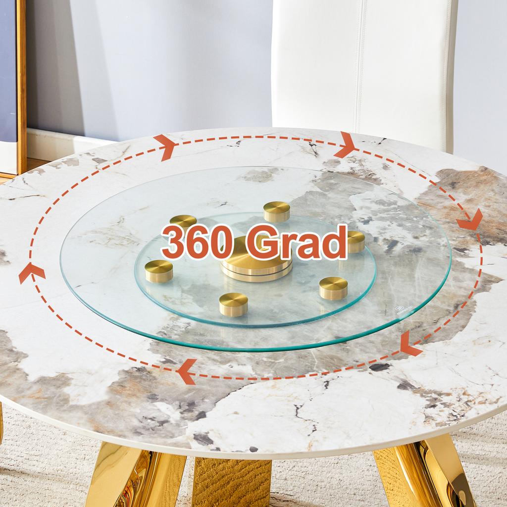 Two-Tier, Rotating Glass Plate. The Upper Glass Diameter 61 cm, the Lower 38 cm. The Design Allows for Easier Picking Up and Putting Down of Objects.