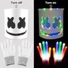 Led Light Up Mask and Gloves DJ Marshmello Head Helmet Light Up Cosplay Head Cover for Men Women Music Festival Halloween Props