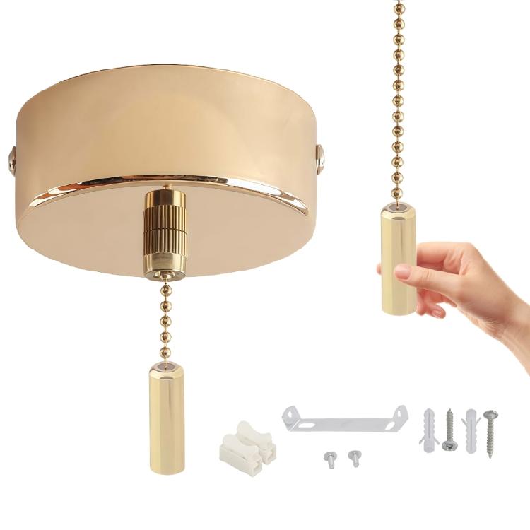 150cm Cord Metal Pull Chain Switches 60mm Diameter Universal Metal Switches for Ceiling Fan Pendant Light Wall Fixtures