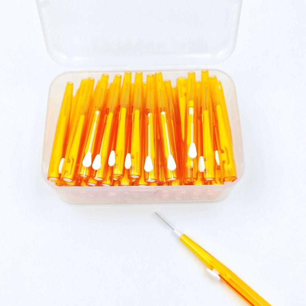 60 Pcs 0.6-1.5mm Toothpicks Push-pull Toothbrush PE Oral Cleaning Tools  Interdental Cleaning
