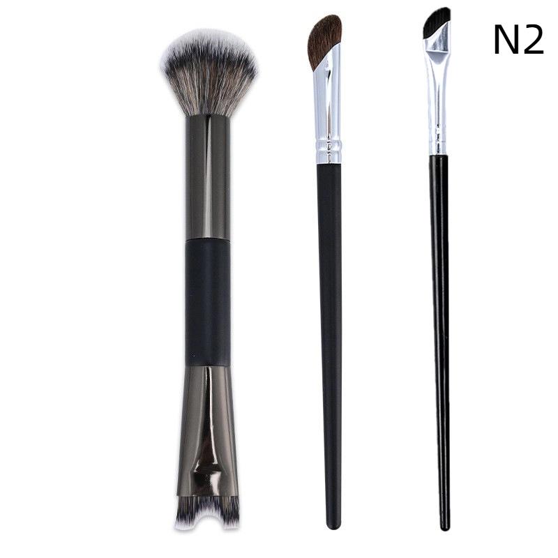 Professional Makeup Brush Set 2/3 Pcs Double-headed U-Shape Foundation Black Eyeshadow Contour Brushes Travel Cosmetic Kit