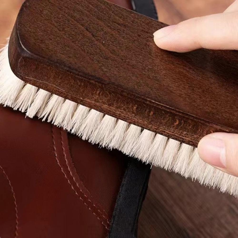 Weiche Woll-Schuhreinigungsbürste, Lederpflege, Multifunktionale Schuhputzbürste, Stiefelreiniger, Holzgriff