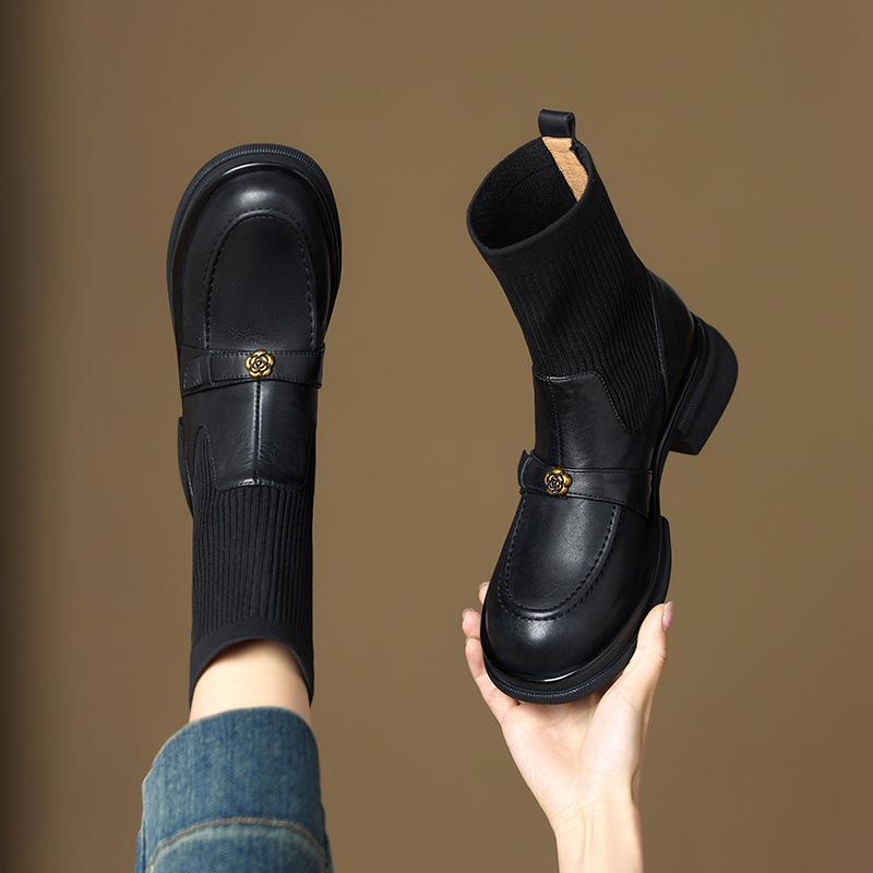 Skinny Boots Women's Autumn and Winter Knitted Elastic Socks Boots Flat Boots