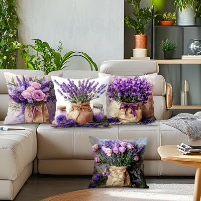 Retro Lavender Cushions Pillowcase Polyester Cushion Cover Throw Pillow Sofa Decoration Pillowcover Home Decor