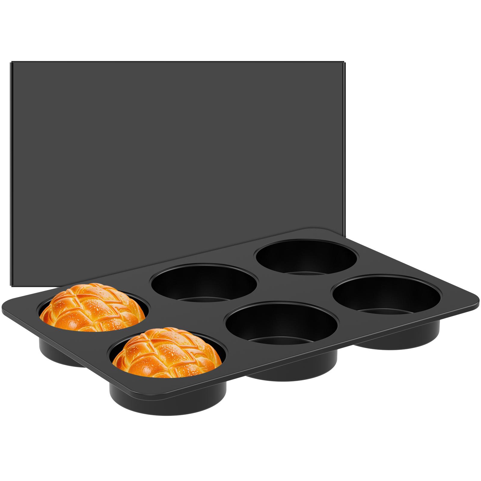 

Формы для кексов на 6 ячеек, многоразовые, с крышками-слайдерами, из углеродистой стали, с антипригарным покрытием, легко моющиеся, противни для выпечки для кухни чёрный