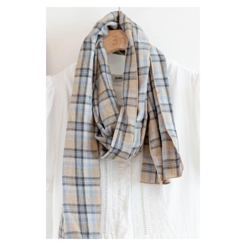 

Cotton Plaid Scarf for Both Male and Female Students Versatile and Warm Long Silk Scarf 163*32cm хаки