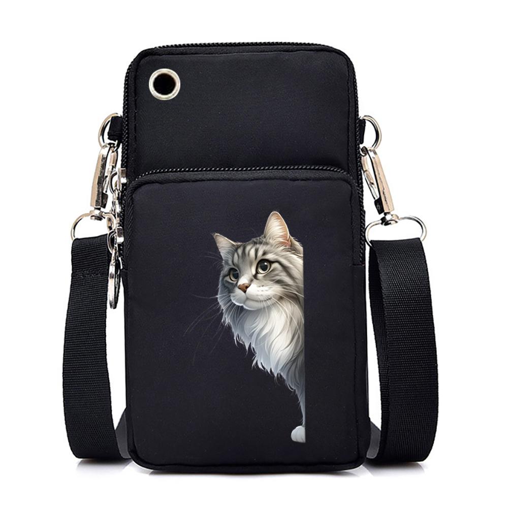 

Забавный принт серии кошек Мини-сумка для мобильного телефона Женская Мужская вертикальная сумка для любителей животных Модная сумка на плечо для подростков в стиле Харадзюку с котенком