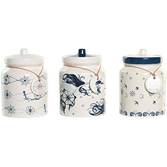 Flacon - DKD HOME DECOR - Standard - Bleu Et Blanc - 12x12x16 Cm - Design Contemporain