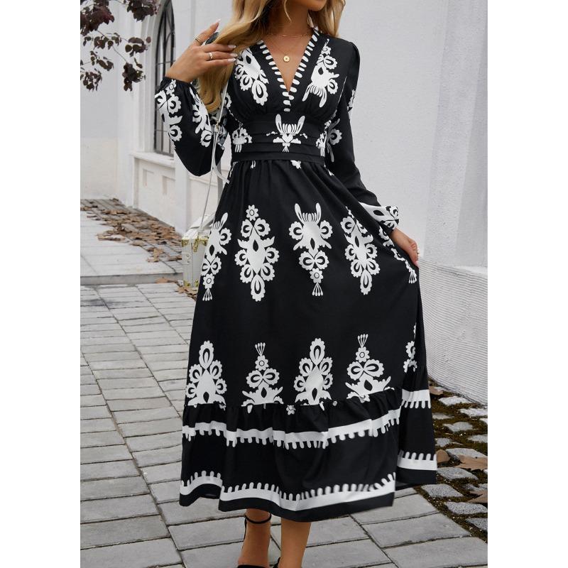 Women's Dresses Elegant Printed V Neck A-line Dresses