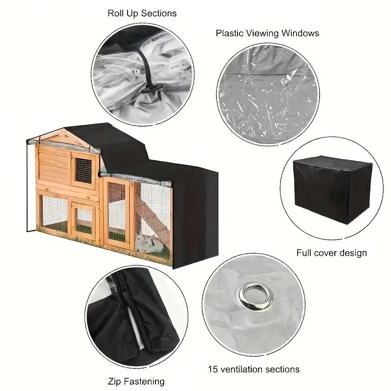 Heavy-Duty Oxford Cloth Rabbit Hutch Cover Compatible for TRIANGLE Crates - Easy Install Double-Layer Cage Protector