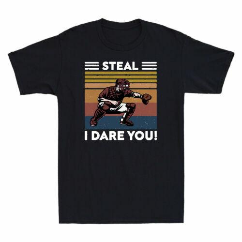 Steal I Dare You Catcher Softball Baseball Funny Vintage Men s Cotton T-Shirt XL