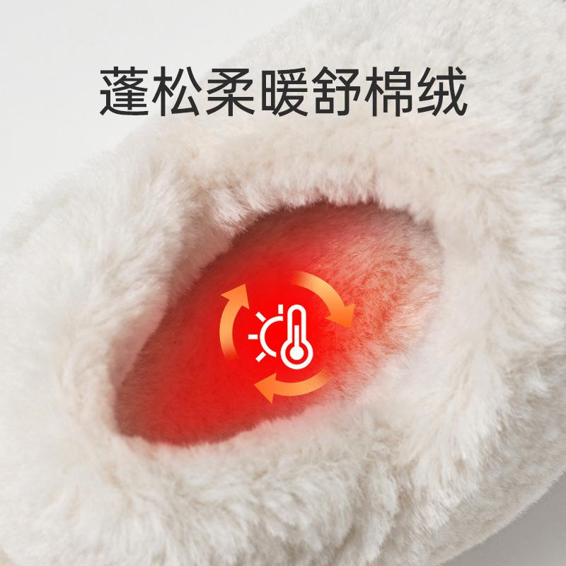 Excellent cotton slippers for women's new winter outer wear thick bottom heightening plush warm elastic heel