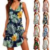 Vestido Casual sin Mangas con Cuello en V y Bolsillos Estampado Hawaiano Vestido para Vacaciones de Verano Ligero Ajuste Relajado Vestido de Playa para Mujer