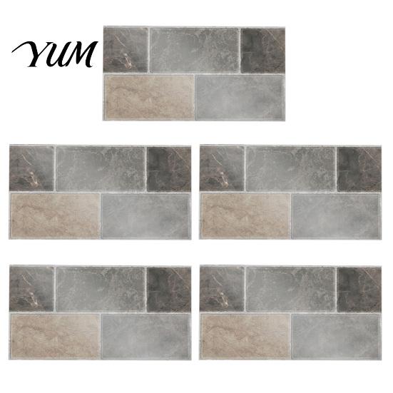 Waterproof Wall Decals for Kitchen 5Pcs Vintage Brick Tile Stickers, Oil?Proof Wallpaper, Peel Removable Backsplash Rental & Stick Living Room Home