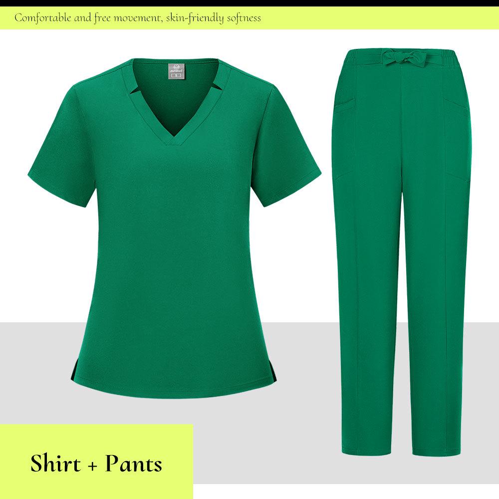 Nine Colors Available: Short-Sleeve Long Pants Handwashing Set for Beauty Salon & Medical Staff