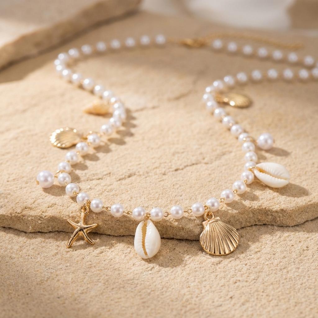 Metal Starfish Shell Imitation Pearl Waist Chain For Women Men Beach Fashion Summer Vacation Sea Star Belly Chain Body Jewelry
