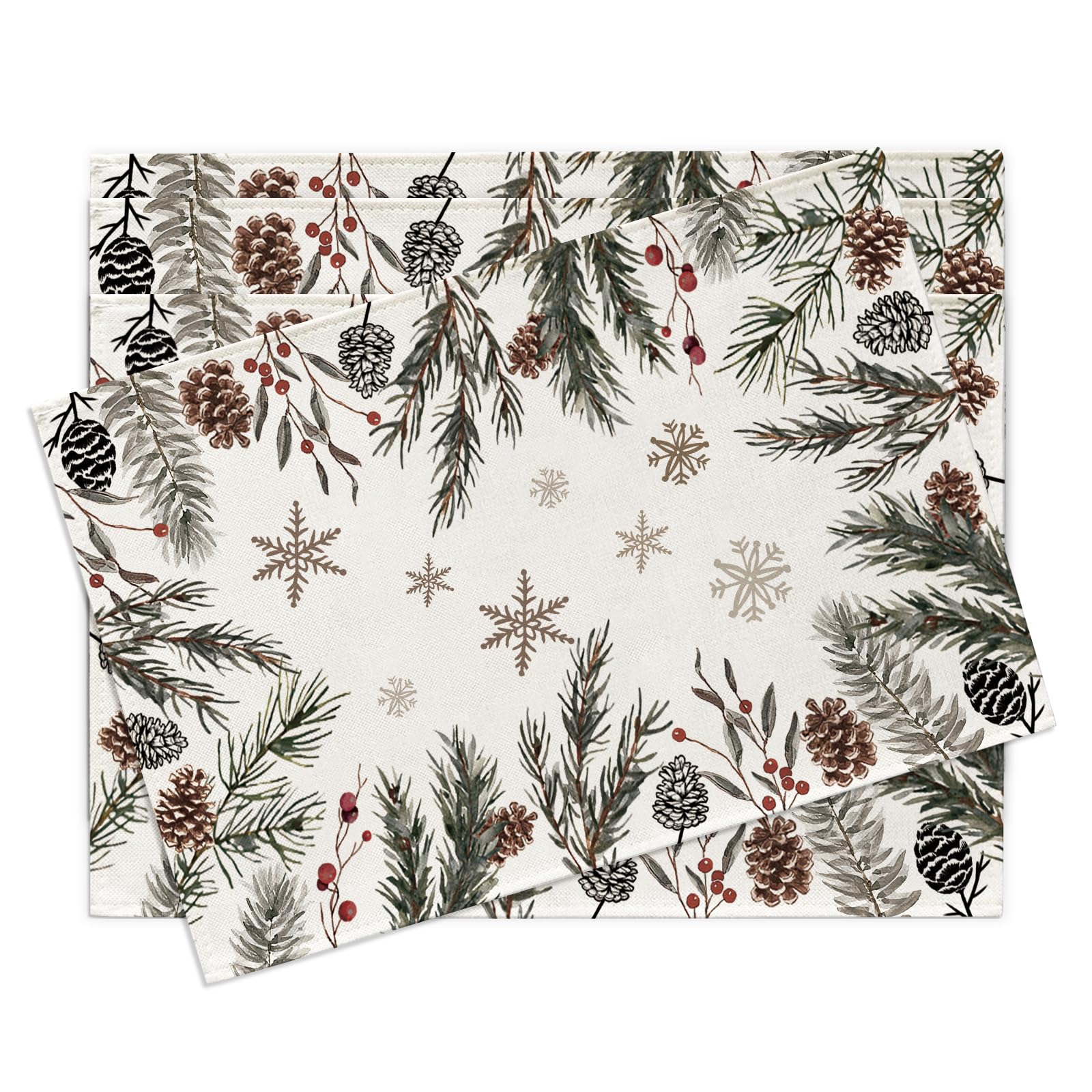 

Winter Snowflake Placemats Set of 4, Navy Blue Snow Dining Place Mats Table Decor, Christmas Seasonal Home Kitchen Decoration 12 x 18 Inches 4Pcs-12 X18