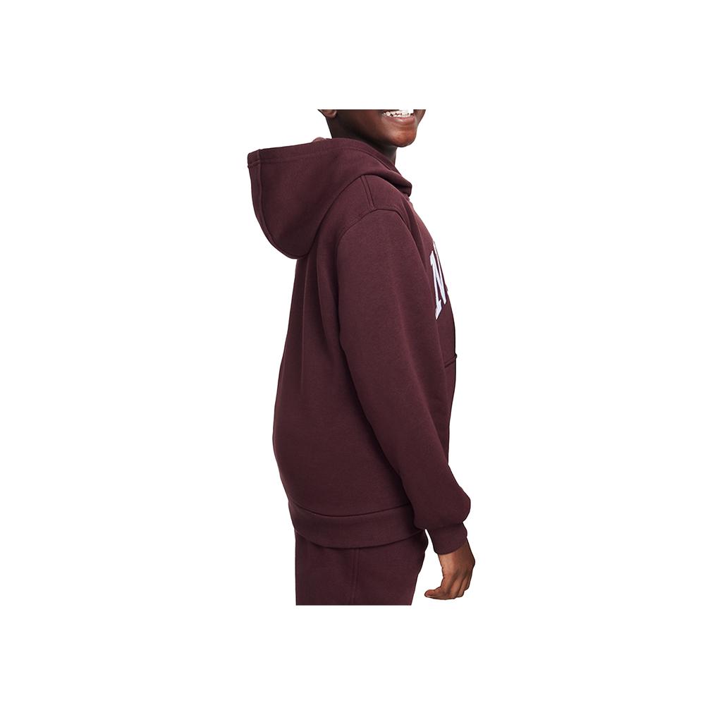 Nike Sportswear Club Soft Comfortable Pullover Hoodie Kids Hoodies Burgundy White HJ3156-652