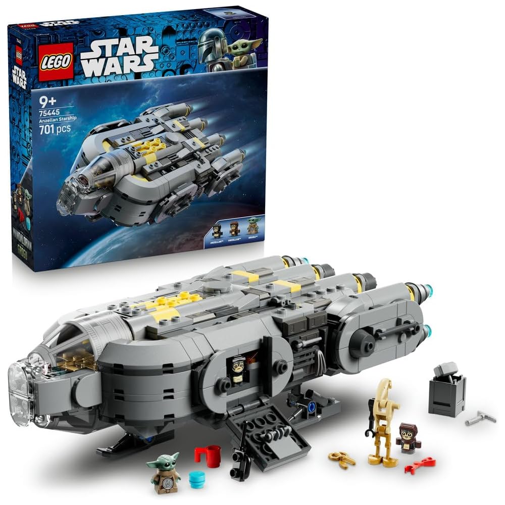 LEGO Star Wars Anzelan Spaceship Toy Building Set with Grogu Figure for Kids Ages 9-11
