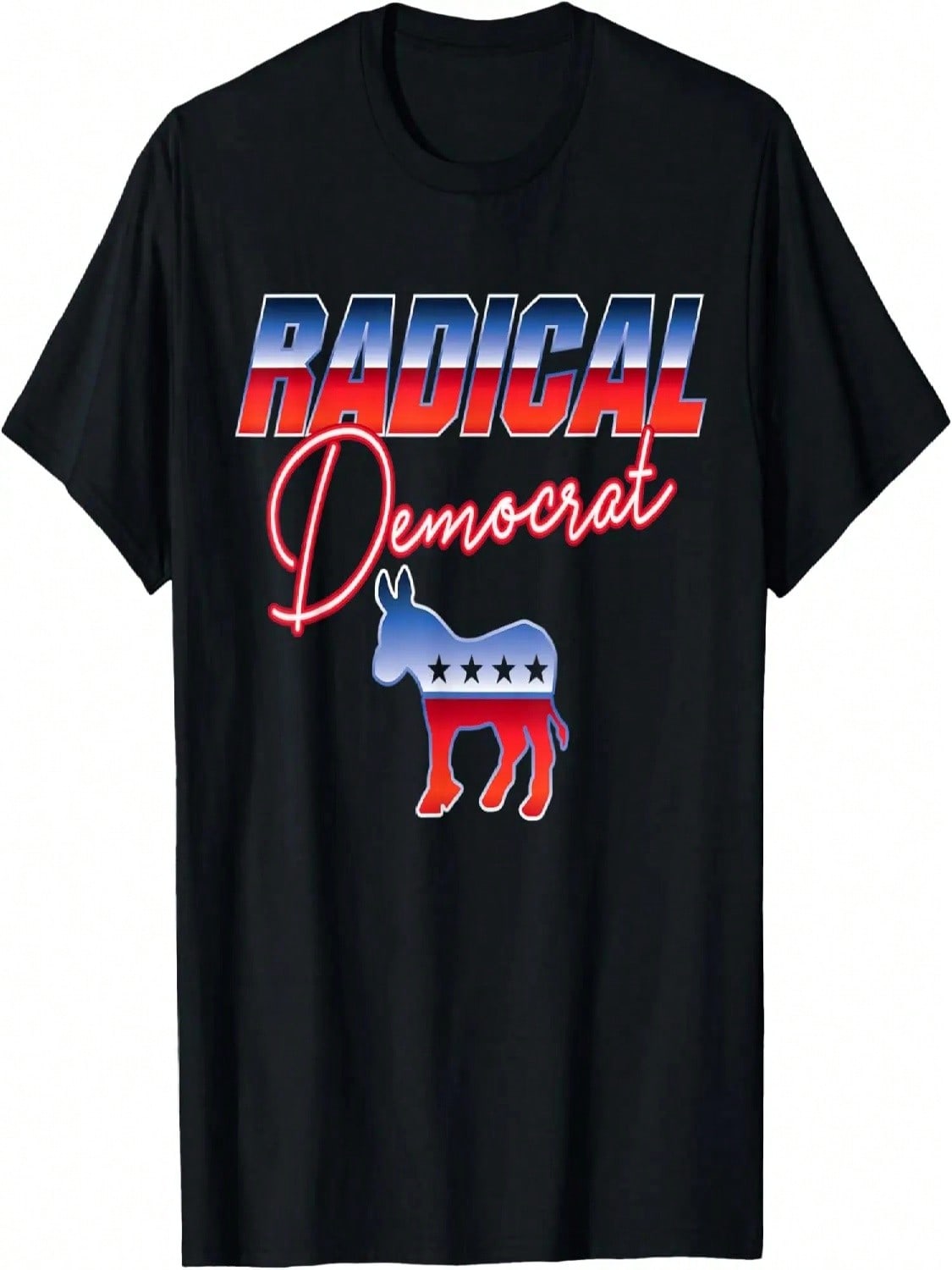 Retro Radical Democrat Graphic With Cool 80s Fonts T-Shirt S разноцветный