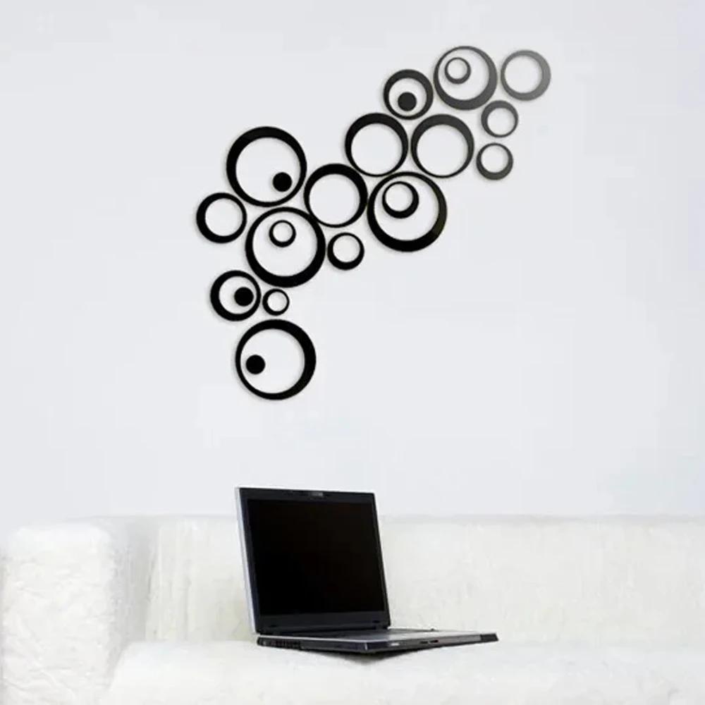 3D Circular Mirror Wall Sticker Self-Adhesive Acrylic Mirror Decals DIY Office Living Room Bedroom Decoration Art Wall Stickers