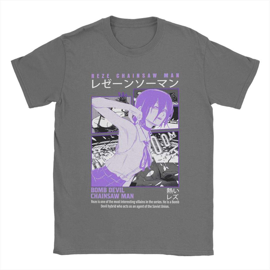 Chainsaw Man Reze Movie Devil Mens T Shirt  Novelty Tee Shirt Short Sleeve Crew Neck TShirt Cotton Birthday Present Tops