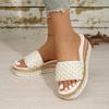 Shiny Crystal Pearl Platform Slippers Women Fashion Rivet Decor Wedge Sandals Woman Summer 2026 Non Slip Thick Sole Beach Slides