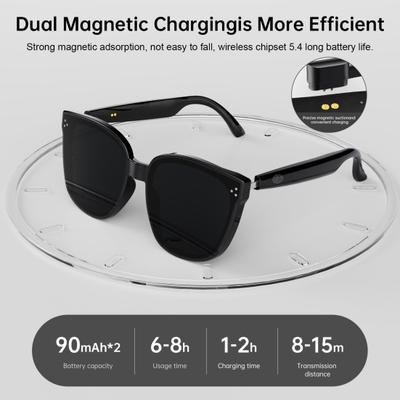 1 Pair AI Smart Translation Glasses 110 Languages Live Recording Face-to-Face Translation