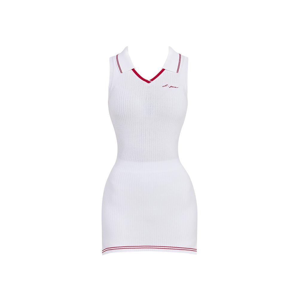 J Jane Sleeveless Collared Knit Dress (White)
