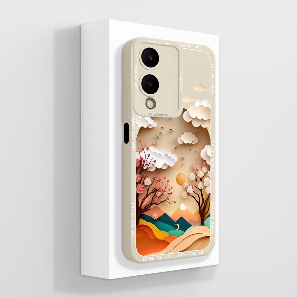 

Чехлы для телефонов Vivo Y17S Y36 Y78 Y27 4G 5G Корпус Роскошный Динозавр Мультяшный Узор Жидкий Силикон Мягкий Защитный Бампер для Камеры Для Vivo Capas Vivo Y17S