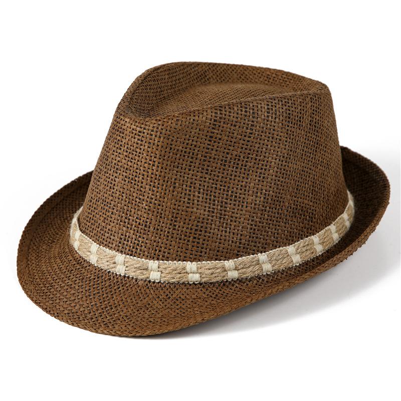 

Straw Hat Men S Sunshade Top Hat Women S British Retro Jazz Hat Gentleman S Hat Summer Sun-Proof Straw Hat M（56-58cm） темно-коричневого кольору