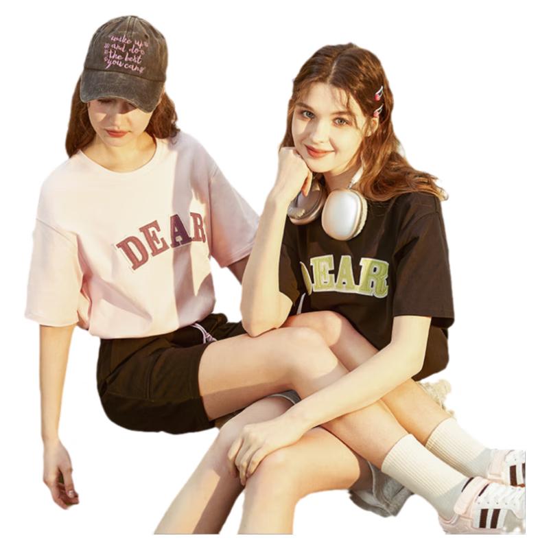 TonLion Women s 2023 Patch Embroidery Round Neck T-shirt M